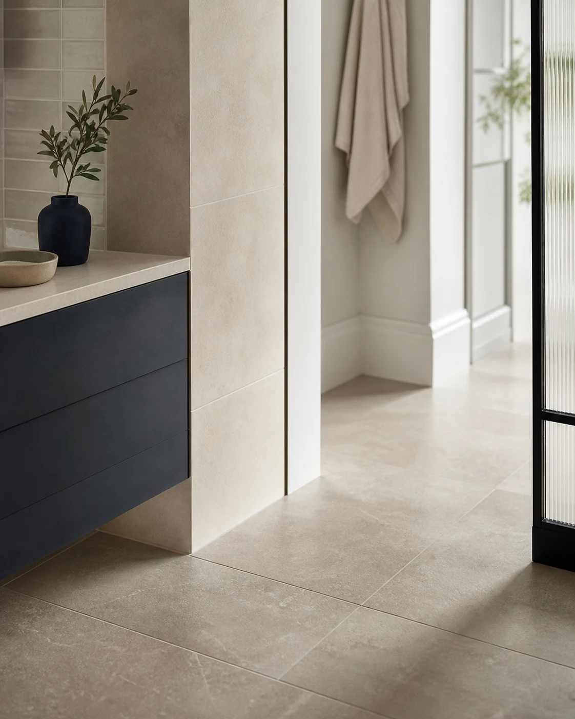 Precisely finished tiled kitchen surface